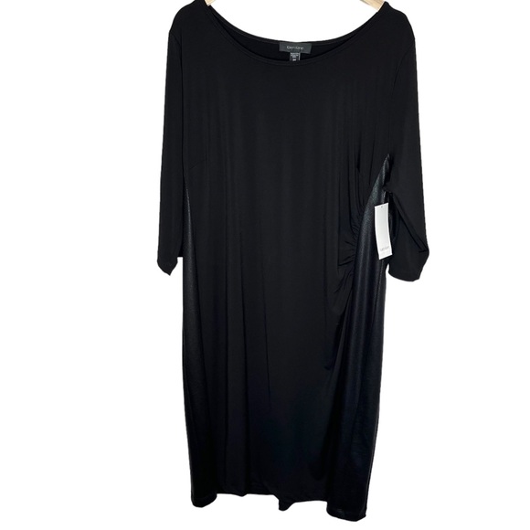 Karen Kane black faux leather accent midi cocktail shift dress plus size 3X - Picture 1 of 12